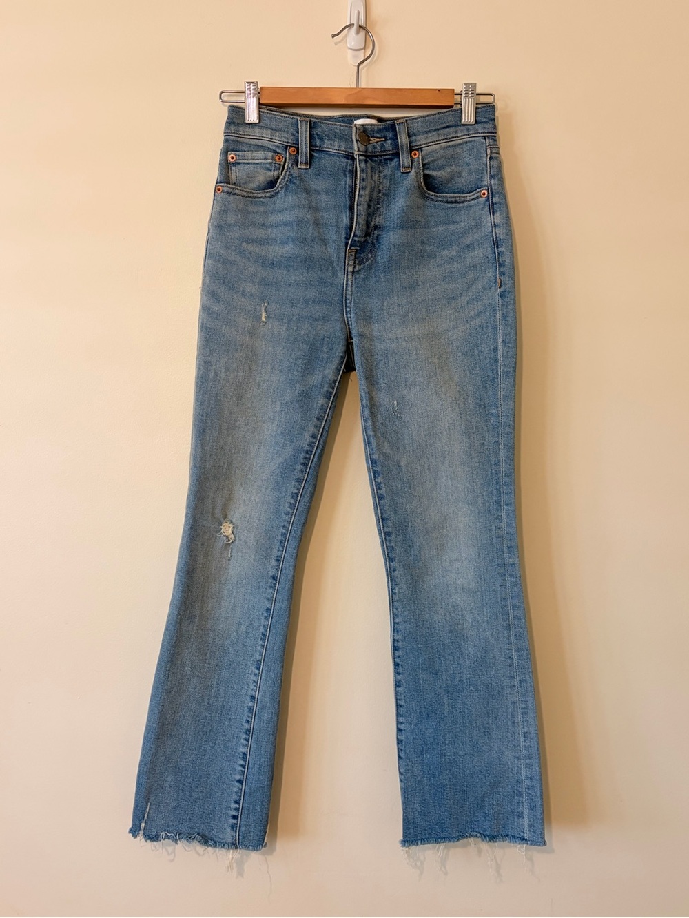 pistola Light Blue Flare Jeans with Raw Hem 25